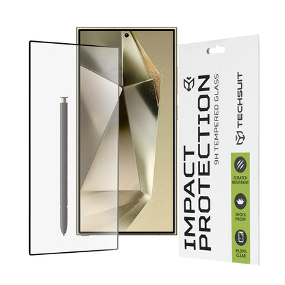 Techsuit Screen Protector Film for Samsung Galaxy S24 Ultra S928, Tempered Glass, Full Glue, 111D, Black