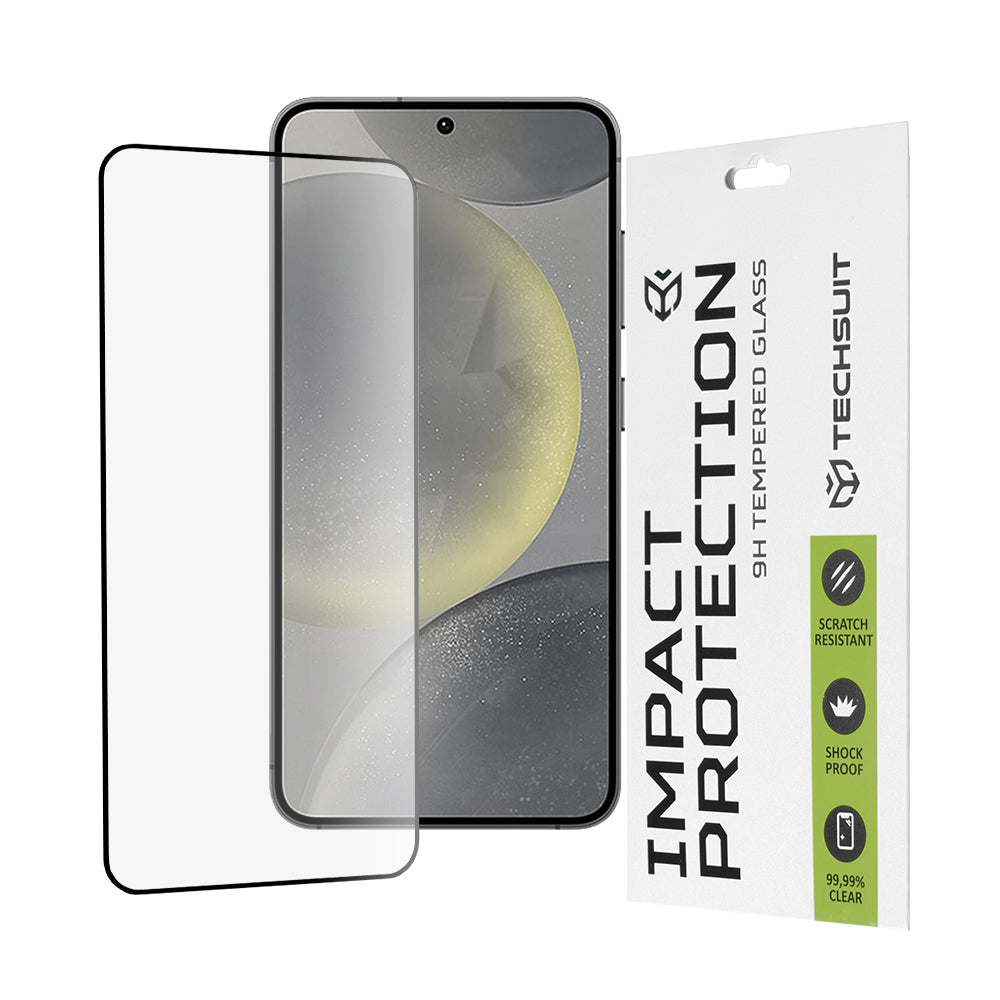 Techsuit Screen Protector Film for Samsung Galaxy S25 S931 / S24 S921, Tempered Glass, Full Glue, 111D, Black