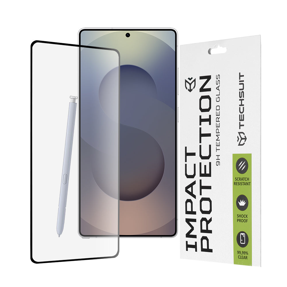 Techsuit Screen Protector Film for Samsung Galaxy S25 Ultra S938, Tempered Glass, Full Glue, 111D, Black