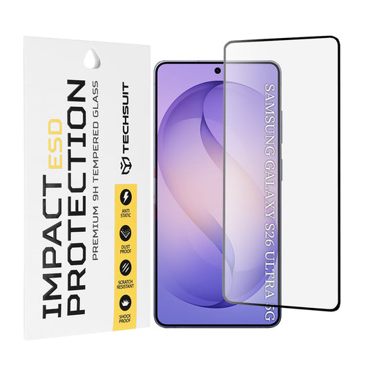 Techsuit Screen Protector for Samsung Galaxy S26 Ultra S948, Tempered Glass, Full Glue, Black