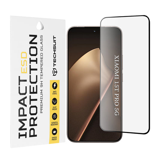 Techsuit Screen Protector Film for Xiaomi 15T Pro, Tempered Glass, Full Glue, Black