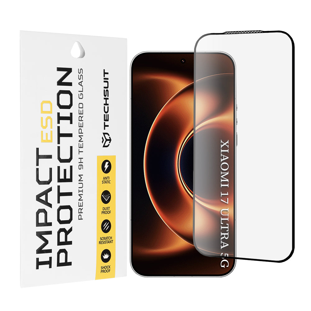Techsuit Screen Protector Film for Xiaomi 17 Ultra, Tempered Glass, Full Glue, Black