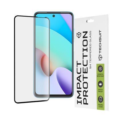 Techsuit Screen Protector Film for Xiaomi Redmi 10 2022 / 10 (2021), Tempered Glass, Full Glue, 111D, Black