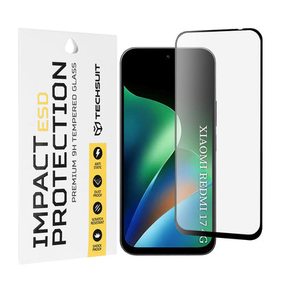 Προστατευτική μεμβράνη οθόνης Techsuit για Xiaomi Redmi 17 5G / 17 4G, Ασφαλισμένο γυαλί, Πλήρης κόλλα, Μαύρο