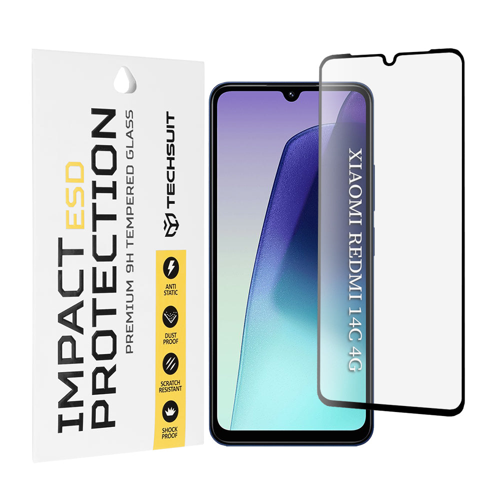 Techsuit Screen Protector Film for Xiaomi Redmi A5 4G (Regional) / 14C / Poco C75, Tempered Glass, Full Glue, Black