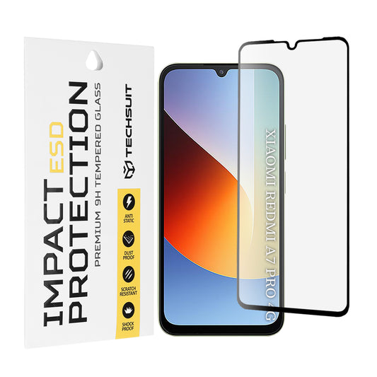 Προστατευτική μεμβράνη οθόνης Techsuit για Xiaomi Redmi A7 Pro 4G, Ασφαλισμένο γυαλί, Πλήρης κόλλα, Μαύρο