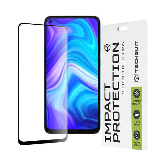 Προστατευτική μεμβράνη οθόνης Techsuit για Xiaomi Redmi Note 9 / 10X 4G, Ασφαλισμένο γυαλί, Full Glue, 111D, Μαύρο