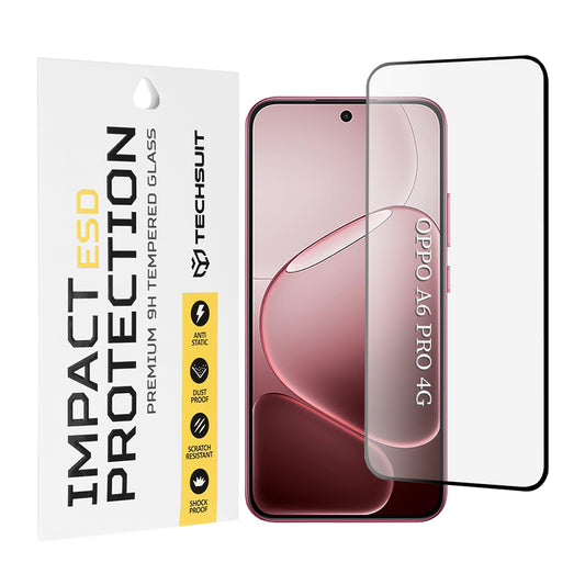 Προστατευτική μεμβράνη Techsuit για Oppo A6 Pro 5G / A6 Pro 4G, Ασφαλισμένο Γυαλί, Πλήρης Κόλλα, Μαύρο