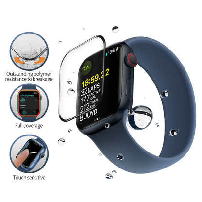Blueo High Molecule Protective Film for Apple Watch 8 / 7 45mm Series, Tempered Glass, Black