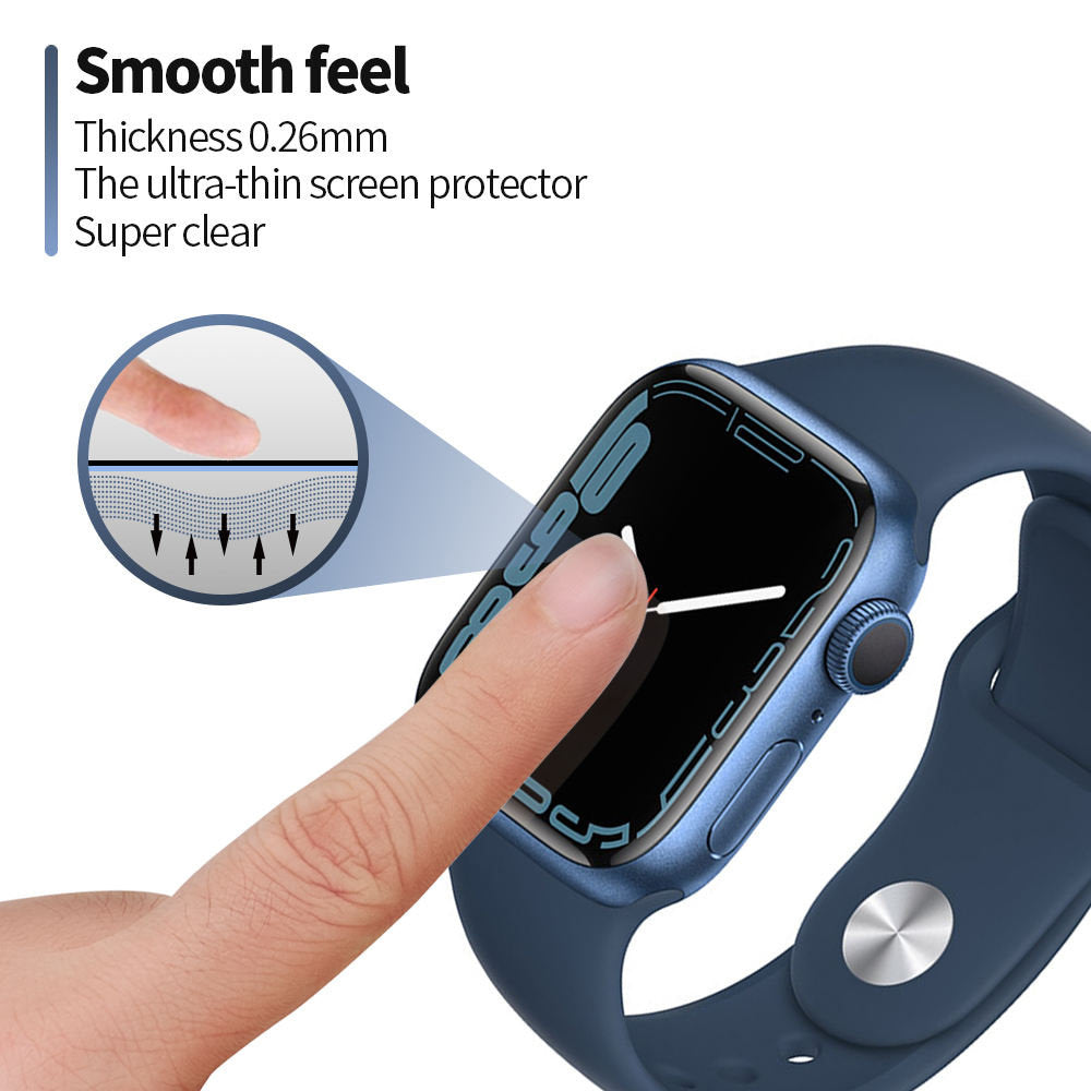 Blueo High Molecule Protective Film for Apple Watch 8 / 7 45mm Series, Tempered Glass, Black