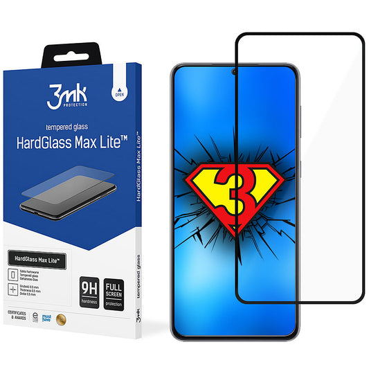 Screen Protector 3MK HardGlass Max Lite for Samsung Galaxy S21+ 5G G996, Tempered Glass, Full Glue, Black