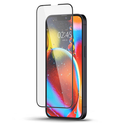 Spigen GlastR Slim Screen Protector for Apple iPhone 17e / 16e / 14 / 13 Pro, Tempered Glass, Full Glue, Black AGL03392