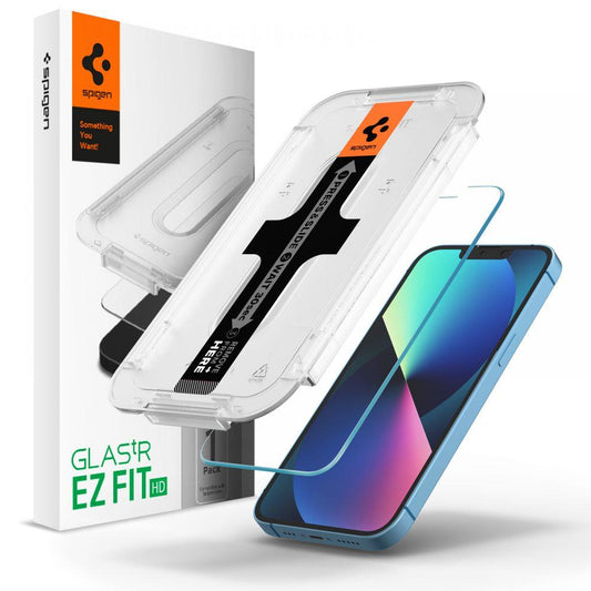 Spigen GlastR EZ FIT HD Screen Protector for Apple iPhone 17e / 16e / 14 / 13 Pro, Tempered Glass, Full Glue AGL03724