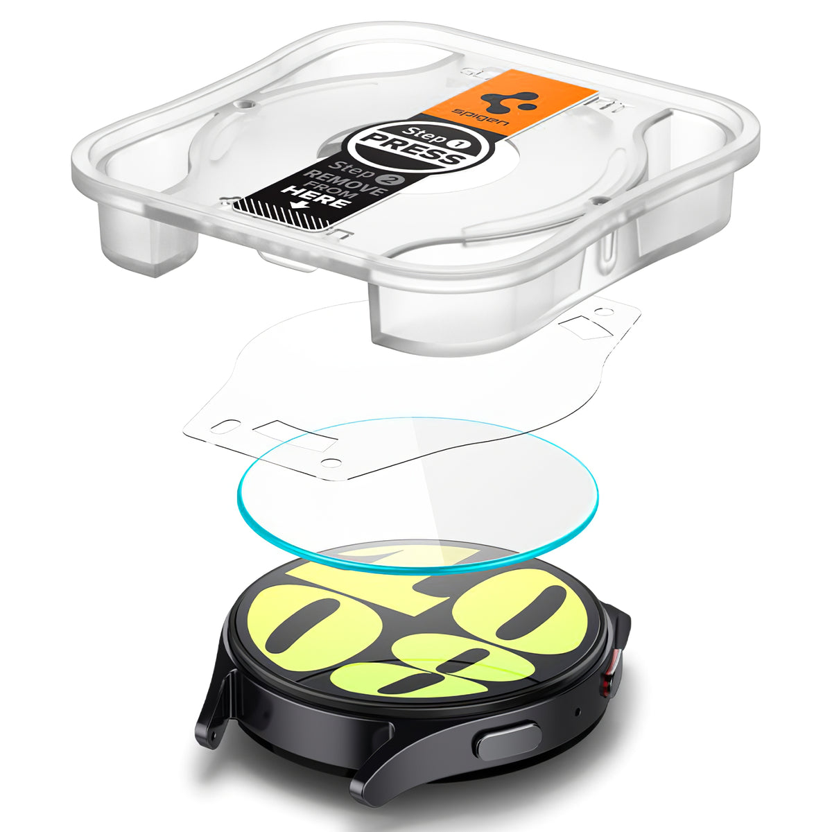Προστατευτική Μεμβράνη Spigen GlastR EZ FIT για Samsung Galaxy Watch7 / Watch6 / Watch5 / Watch4 44mm Series, Σετ 2 τεμαχίων, Ενισχυμένο Γυαλί AGL08493