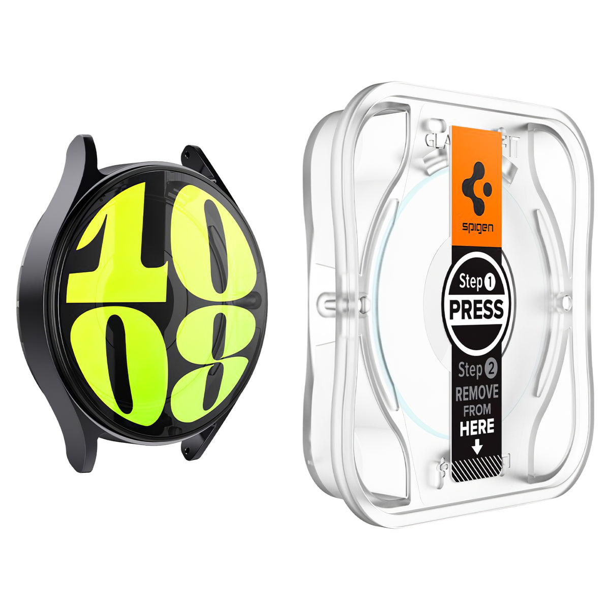 Προστατευτική Μεμβράνη Spigen GlastR EZ FIT για Samsung Galaxy Watch7 / Watch6 / Watch5 / Watch4 44mm Series, Σετ 2 τεμαχίων, Ενισχυμένο Γυαλί AGL08493