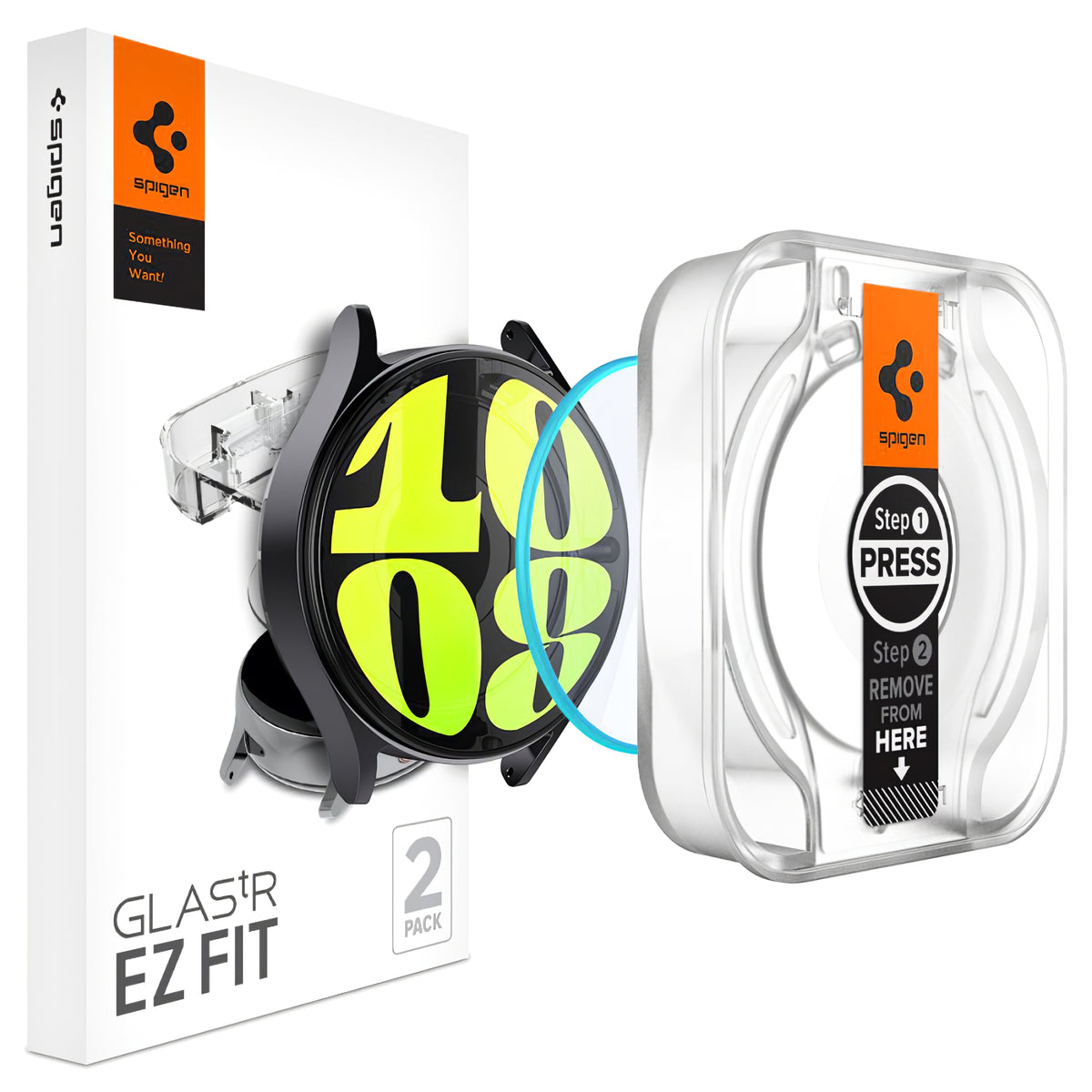 Προστατευτική Μεμβράνη Spigen GlastR EZ FIT για Samsung Galaxy Watch7 / Watch6 / Watch5 / Watch4 44mm Series, Σετ 2 τεμαχίων, Ενισχυμένο Γυαλί AGL08493