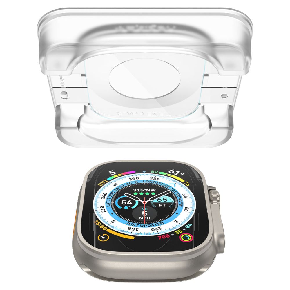 Spigen GlastR EZ FIT Screen Protector for Apple Watch Ultra Series, Set of 2, Tempered Glass AGL05556