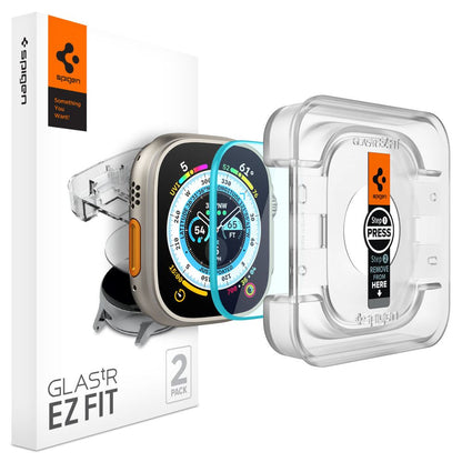 Spigen GlastR EZ FIT Screen Protector for Apple Watch Ultra Series, Set of 2, Tempered Glass AGL05556