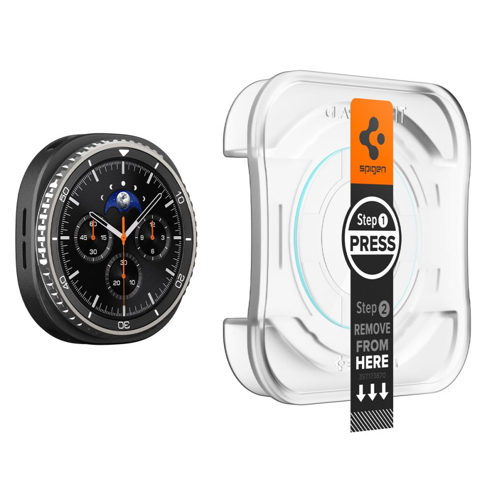 Spigen GlastR EZ FIT Protection Film for Samsung Galaxy Watch8 Classic, Set of 2 Pieces, Tempered Glass AGL09877