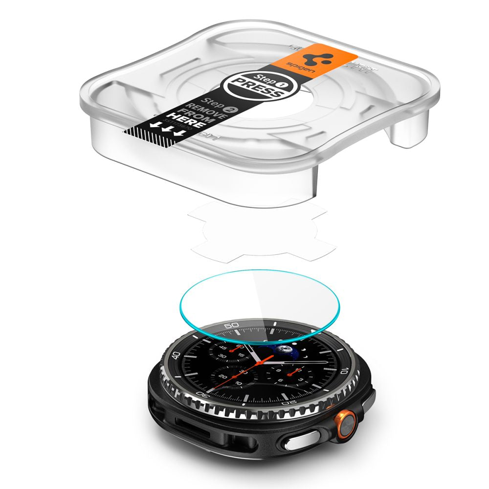 Spigen GlastR EZ FIT Protection Film for Samsung Galaxy Watch8 Classic, Set of 2 Pieces, Tempered Glass AGL09877