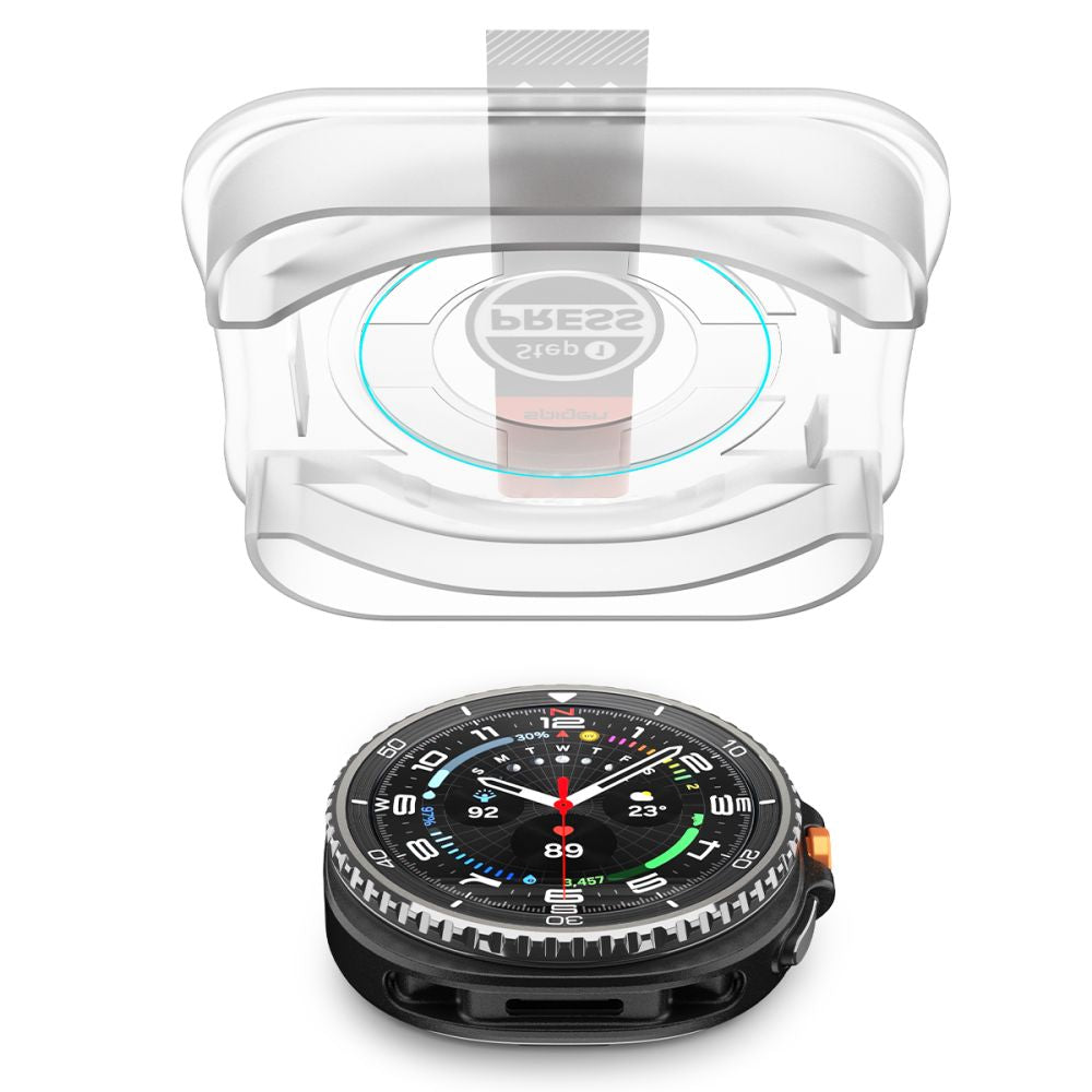 Spigen GlastR EZ FIT Protection Film for Samsung Galaxy Watch8 Classic, Set of 2 Pieces, Tempered Glass AGL09877