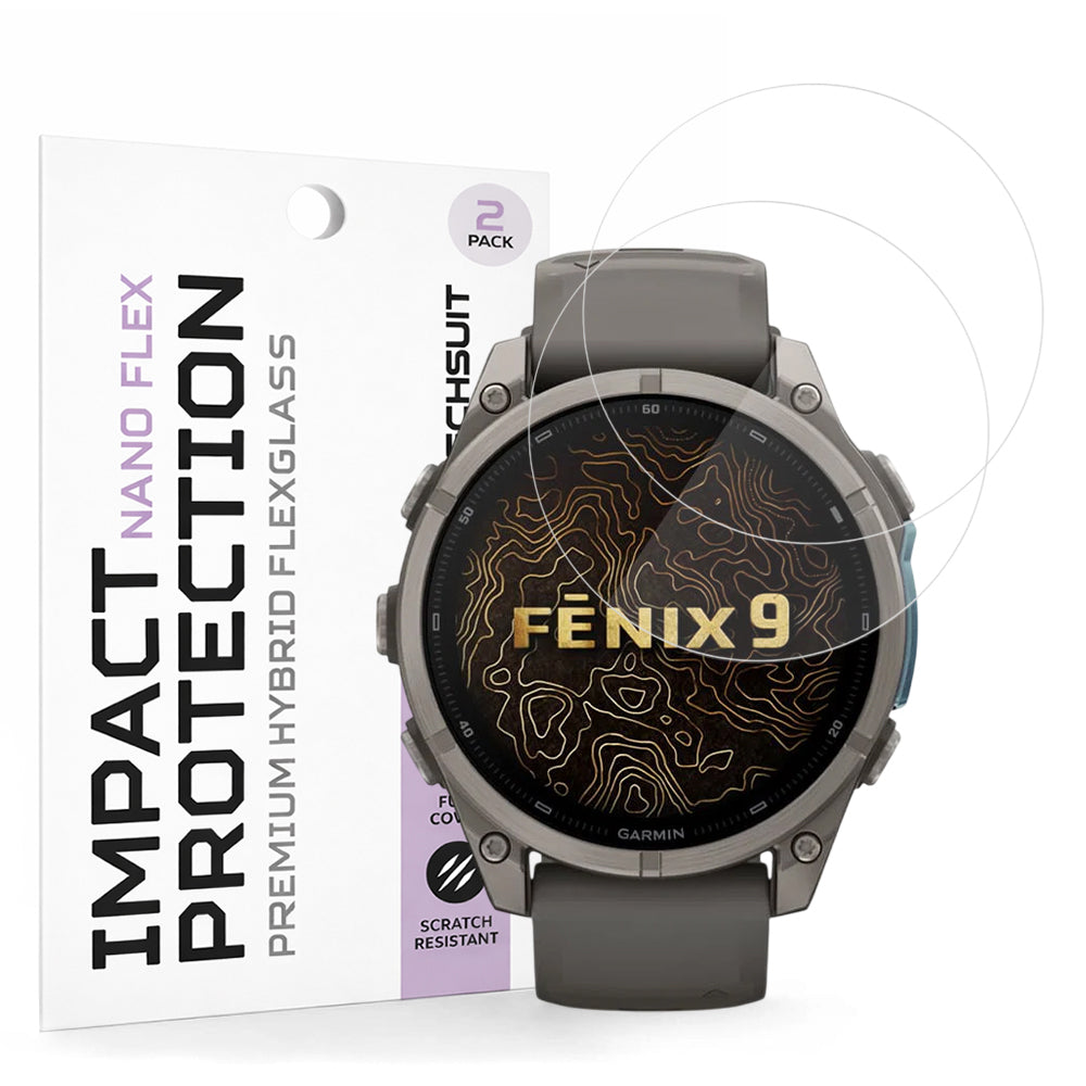 Προστατευτική Μεμβράνη Techsuit Nano Flex για Garmin Fenix 9 Pro 51mm / Fenix 9 51mm, Σετ 2 τεμαχίων, Πλαστικό, Μαύρο