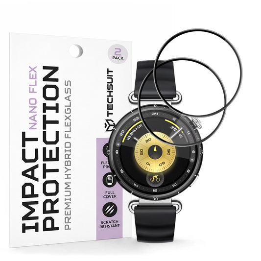 Προστατευτική Μεμβράνη Techsuit Nano Flex για Huawei Watch GT 6 41mm, Σετ 2 τεμαχίων, Πλαστική, Μαύρη