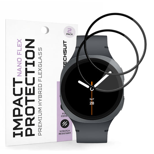 Προστατευτική Μεμβράνη Techsuit Nano Flex για Samsung Galaxy Watch9 / Watch8 40mm, Σετ 2 τεμαχίων, Πλαστικό, Μαύρο