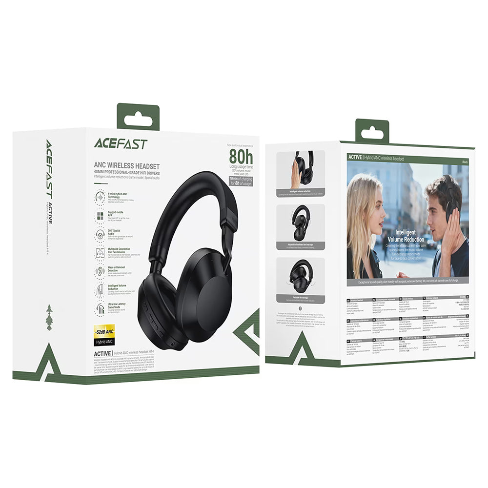 Handsfree Bluetooth Acefast H14, A2DP, ANC, Black
