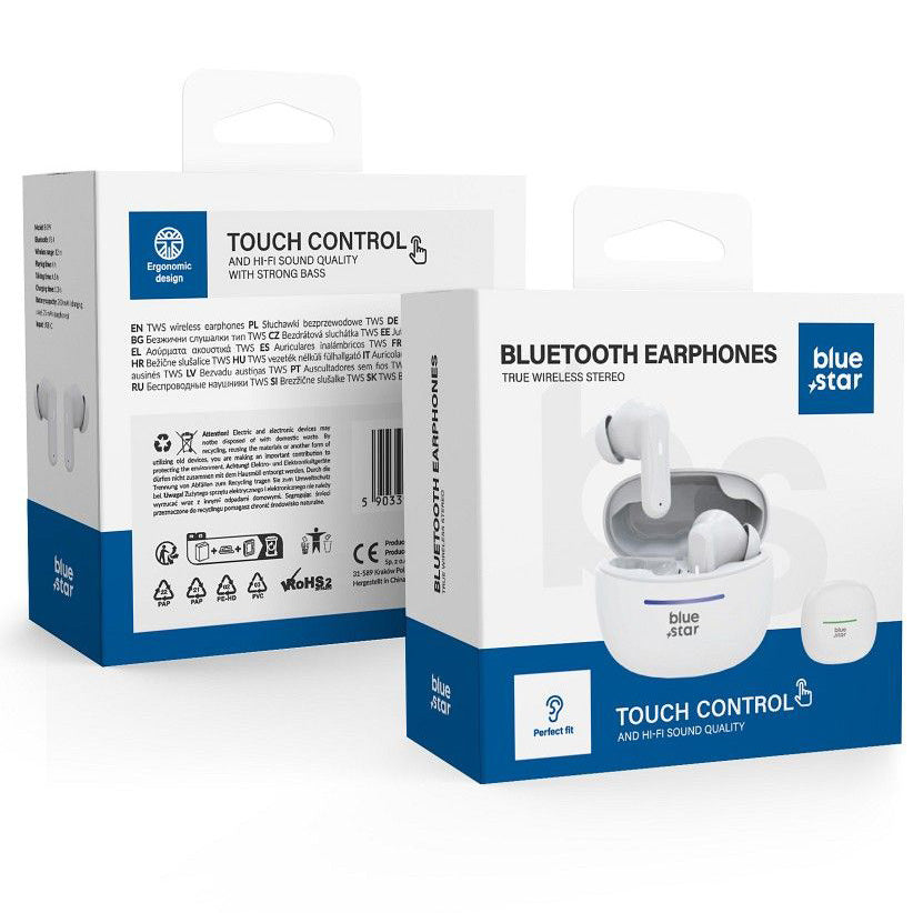 Handsfree Bluetooth Blue Star BK44, TWS, White