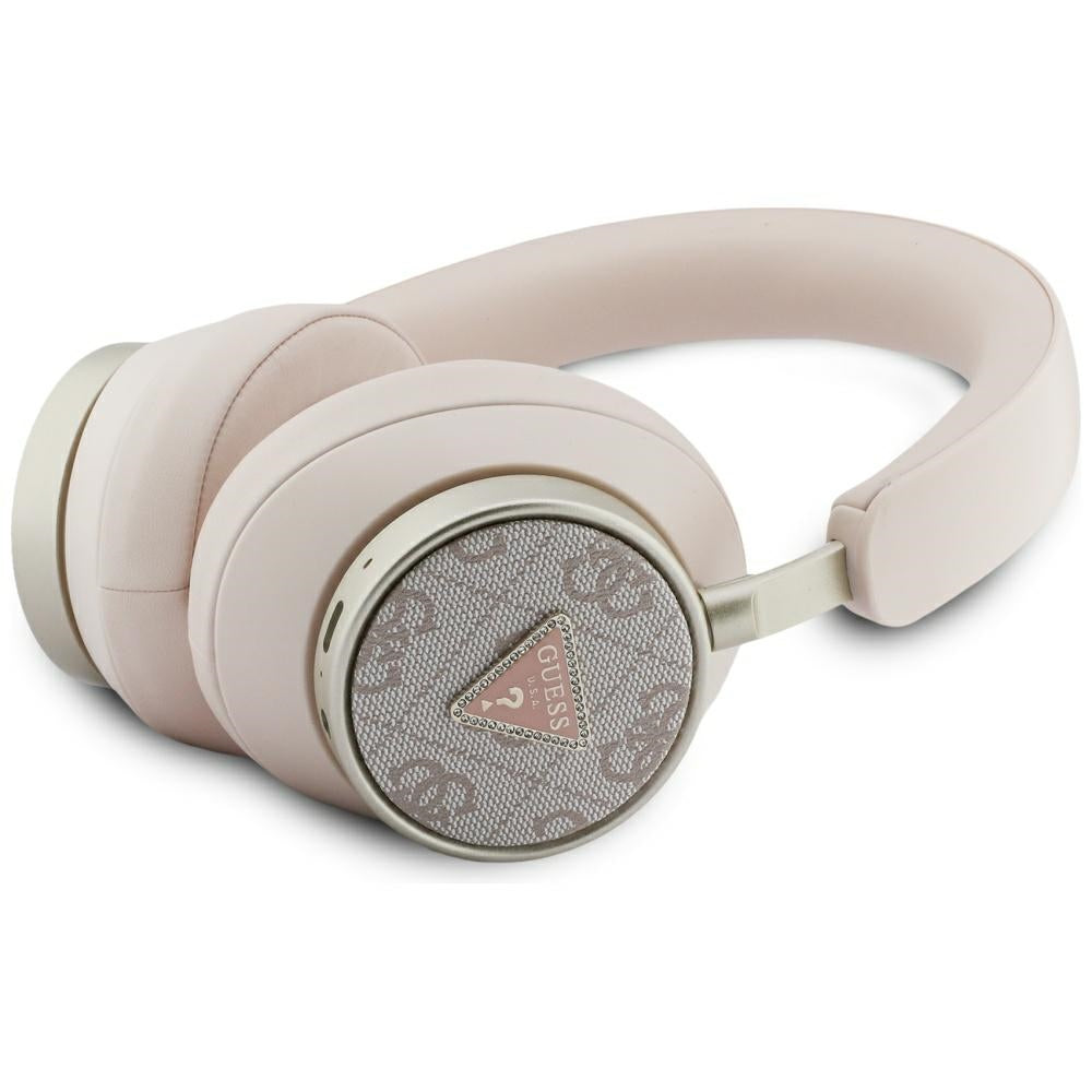 Ασύρματο Bluetooth Handsfree Guess 4G Χρυσό Λογότυπο Τρίγωνο, A2DP, Ροζ