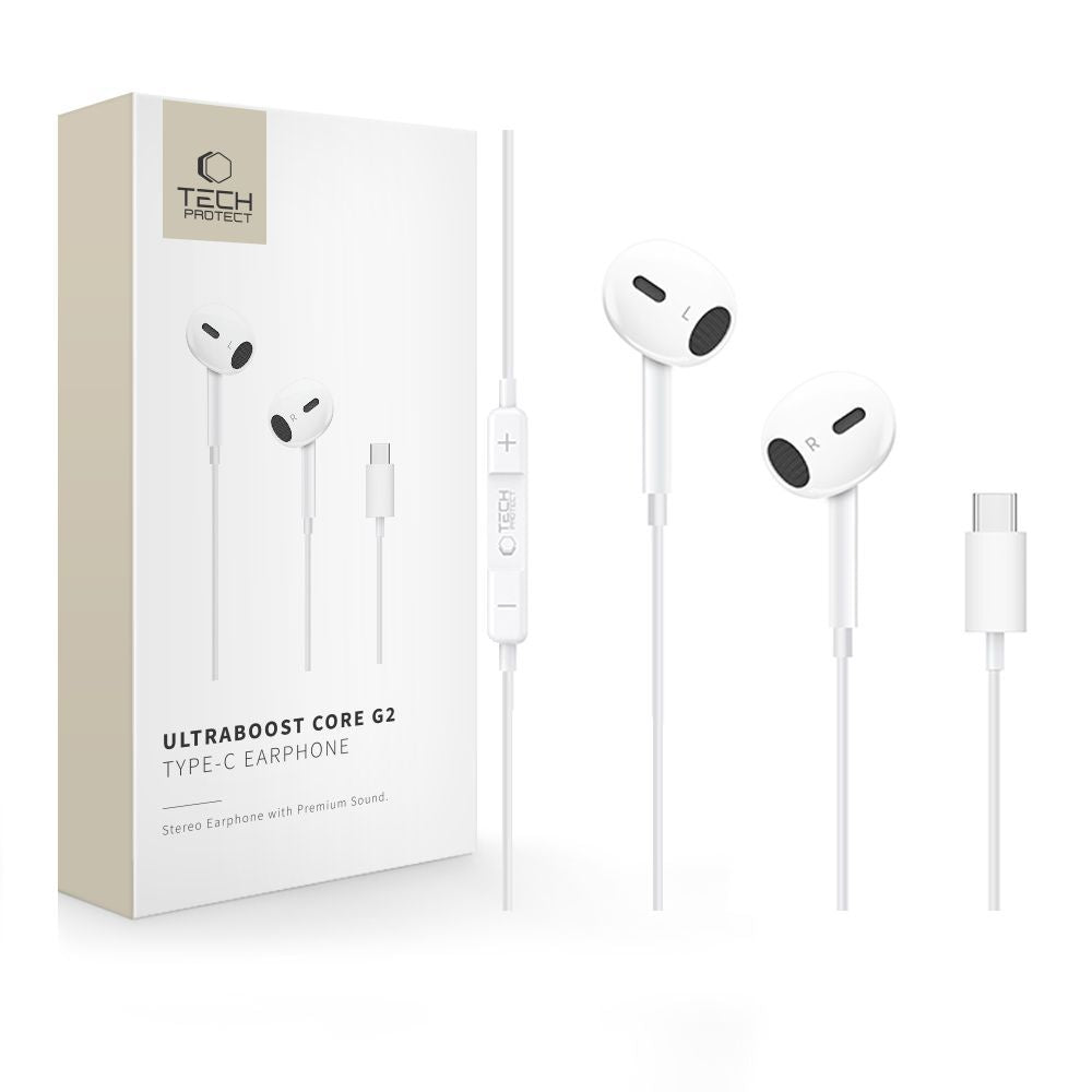 Handsfree USB-C Tech-Protect Ultraboost Core G2, White