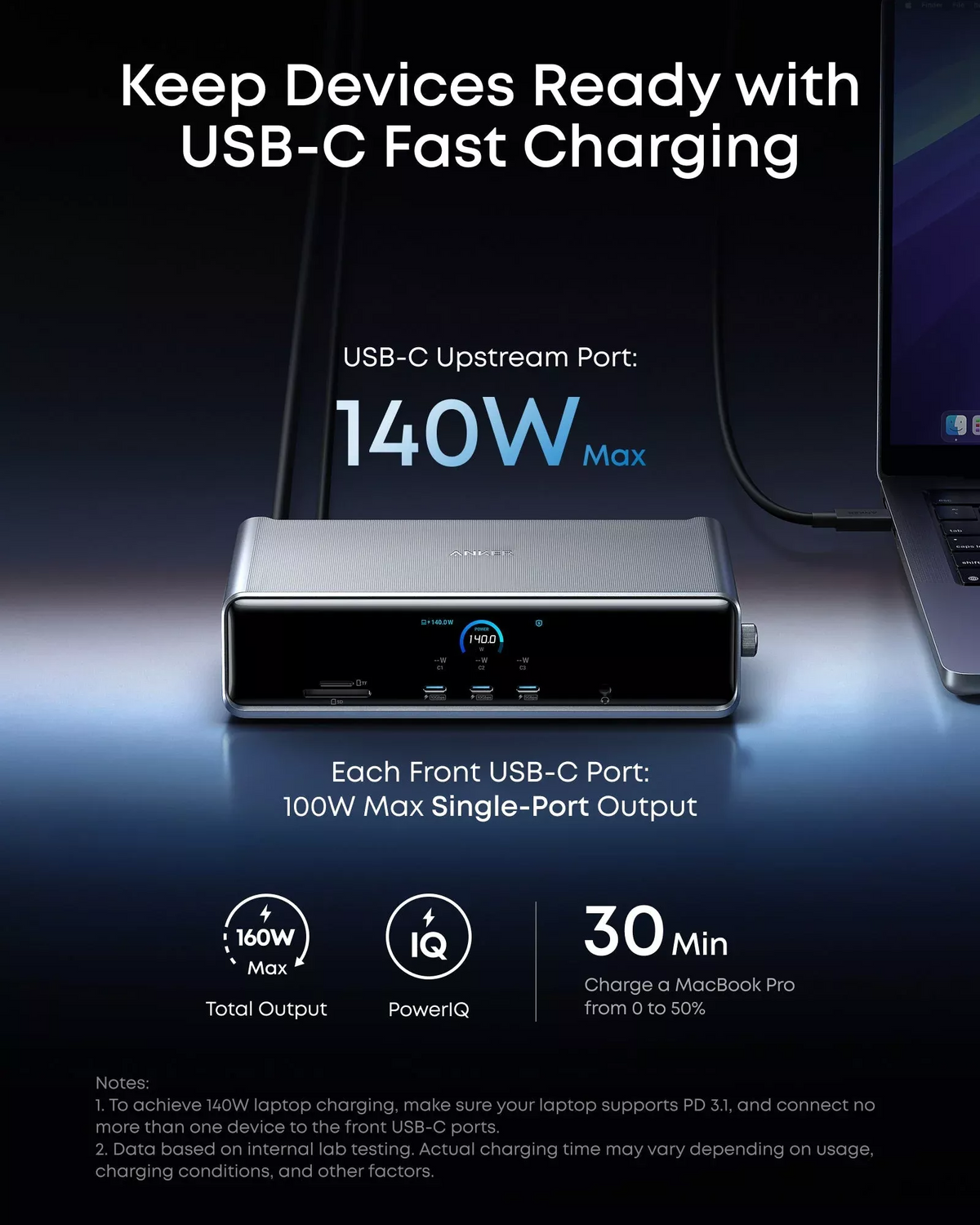 Πολυλειτουργικό Hub Anker Prime, 3 x USB-A - 4 x USB-C - 1 x DisplayPort - 2 x HDMI - 1 x υποδοχή 3,5 mm - 1 x RJ45 - 1 x SD - 1 x microSD, Γκρι A83B33A1