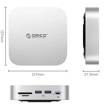 Πολυλειτουργικός Hub Orico MiniLink M48PR για Apple Mac Mini M4 / Mini M4 Pro, 9σε1, Ασημί