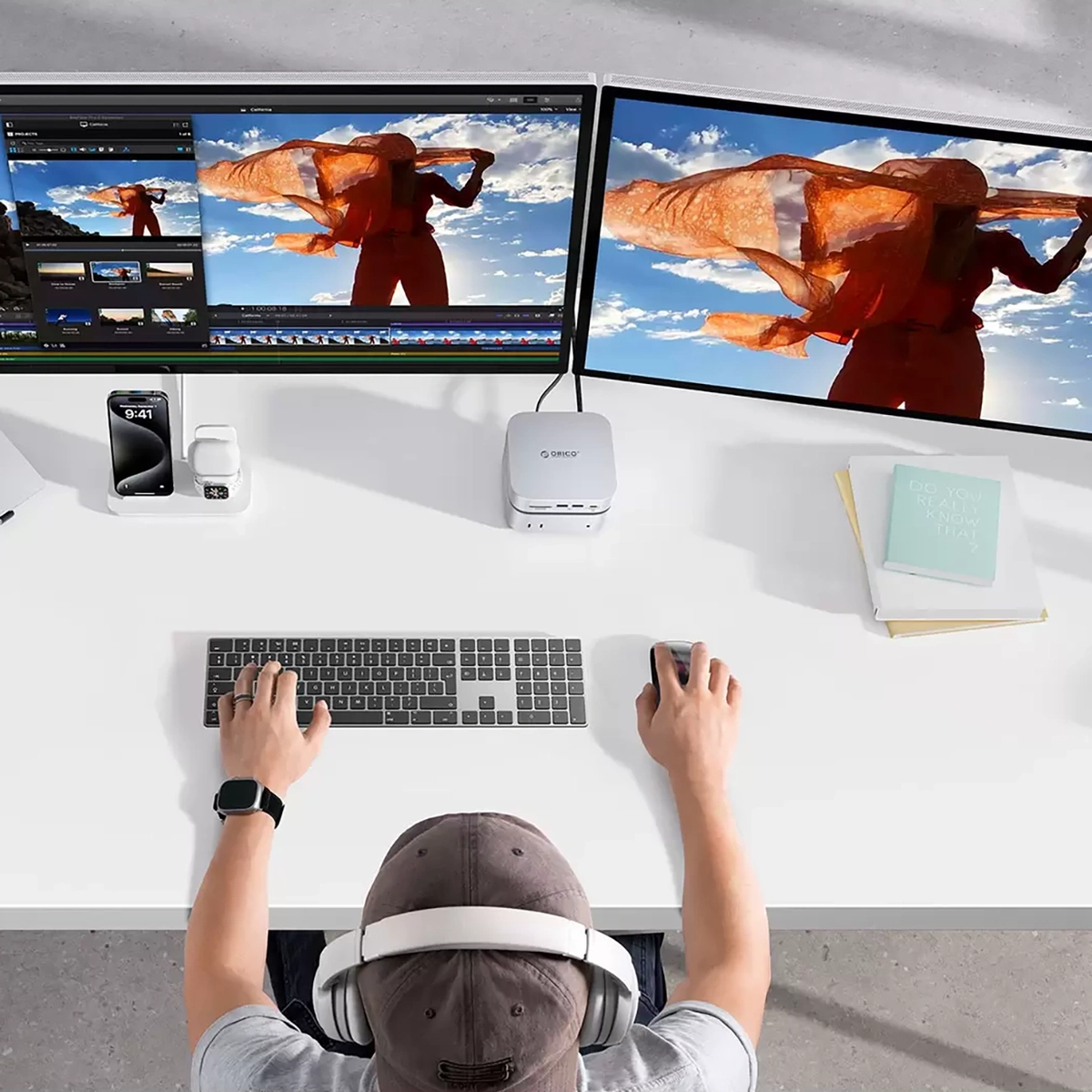 Πολυλειτουργικός Hub Orico MiniLink M48PR για Apple Mac Mini M4 / Mini M4 Pro, 9σε1, Ασημί