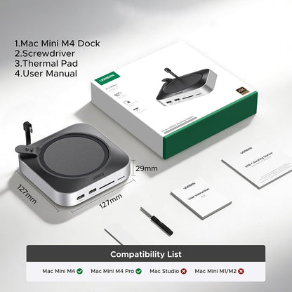 Πολυλειτουργικός Hub UGREEN CM841A (95094) για Apple Mac Mini M4 / Mini M4 Pro, 10σε1, Γκρι