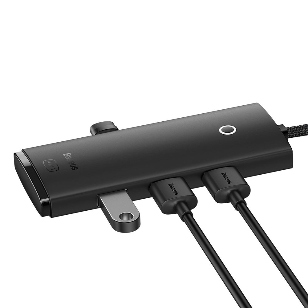 Baseus Lite USB Hub, 4 x USB-A 3.0 - 1 x USB-C, 1m, Black WKQX030101