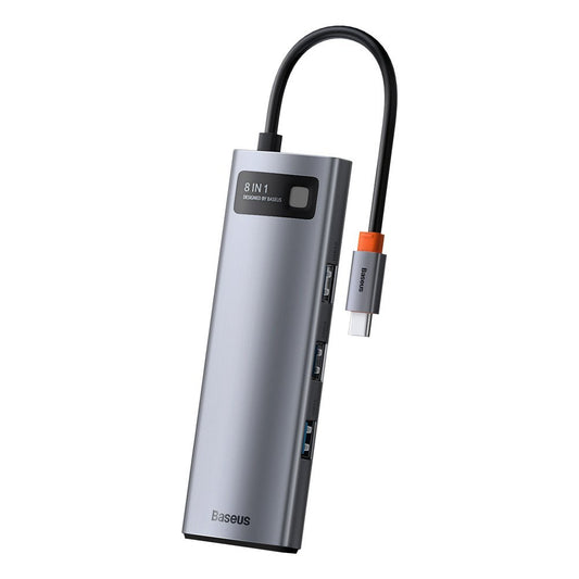 Hub USB-C Baseus, 3 x USB-A 3.0 - 1 x USB-C - 1 x HDMI - 1 x RJ45 - 1 x SD - 1 x microSD, Γκρι CAHUB-CV0G