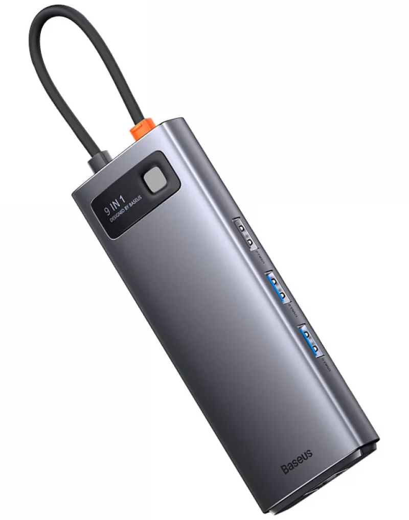 Hub USB-C Baseus Joystar, 2 x USB-A 3.2 - 1 x USB-A - 1 x USB-C - 2 x HDMI - 1 x RJ45 - 1 x SD - 1 x microSD, Γκρι WKWG060013