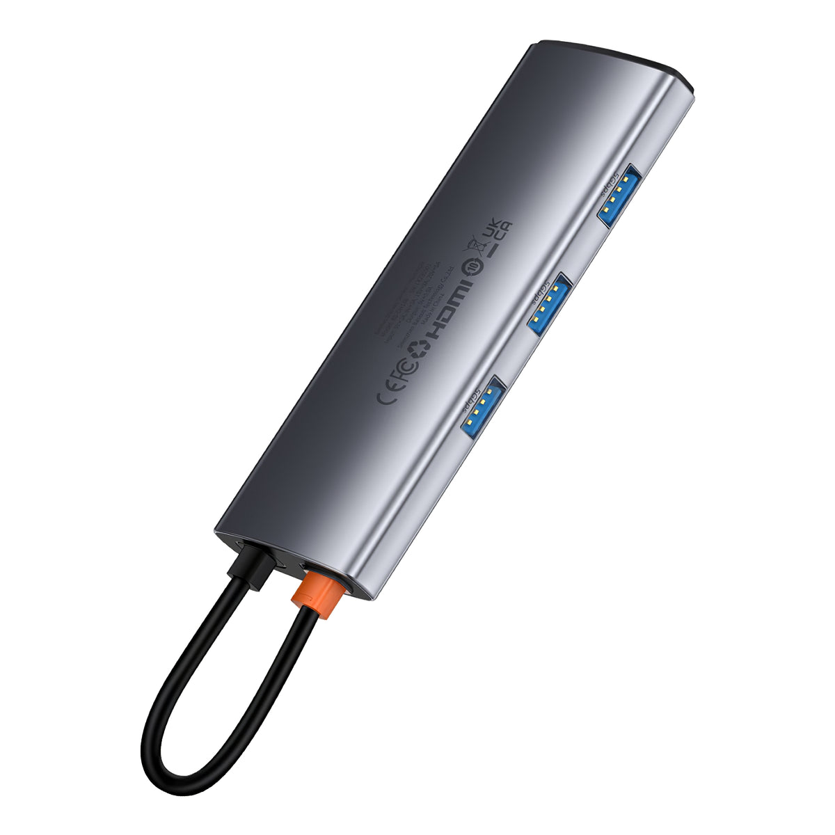 Hub USB-C Baseus Joystar, 3 x USB-A 3.0 - 1 x USB-C - 1 x HDMI - 1 x SD - 1 x microSD, Γκρι B00030708811-00