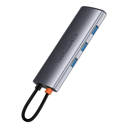 Hub USB-C Baseus Joystar, 3 x USB-A 3.0 - 1 x USB-C - 1 x HDMI - 1 x SD - 1 x microSD, Γκρι B00030708811-00