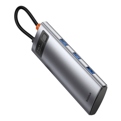 Hub USB-C Baseus Joystar, 3 x USB-A 3.0 - 1 x USB-C - 1 x HDMI - 1 x SD - 1 x microSD, Γκρι B00030708811-00