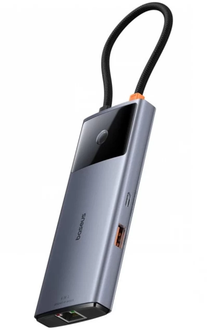 Hub USB-C Baseus Metal Gleam II, 2 x USB-A - 2 x USB-C - 1 x HDMI - 1 x RJ45, Γκρι B00061802813-00