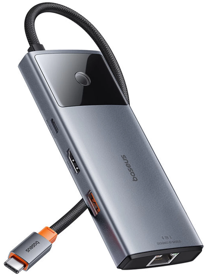 Hub USB-C Baseus Metal Gleam II, 2 x USB-A - 2 x USB-C - 1 x HDMI - 1 x RJ45, Γκρι B00061802813-00
