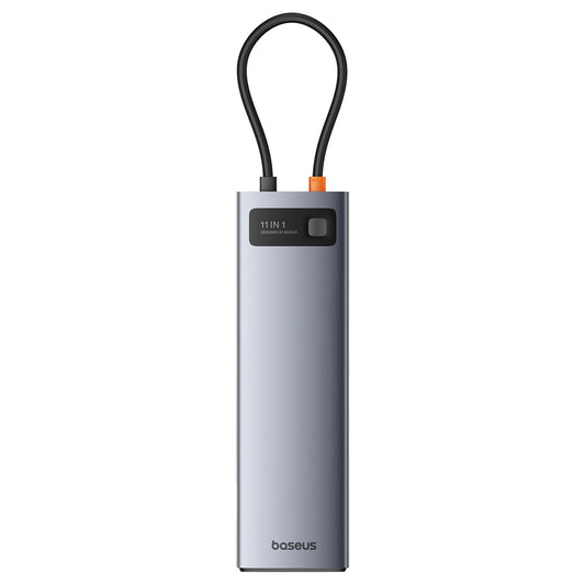 Hub USB-C Baseus Metal Gleam, 3 x USB-A 3.0 - 1 x USB-A - 1 x USB-C - 1 x HDMI - 1 x VGA - 1 x Jack 3.5mm - 1 x RJ45 - 1 x SD - 1 x microSD, Γκρι
