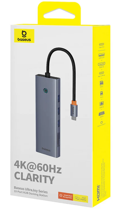 Hub USB-C Baseus UltraJoy, 3 x USB-A 3.0 - 1 x USB-C - 1 x HDMI - 1 x VGA - 1 x Jack 3.5mm - 1 x RJ45 - 1 x SD - 1 x microSD, Γκρι B0005280C811-00