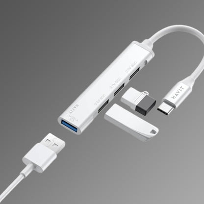 HAVIT HB41 USB-C Hub, 4in1, Silver