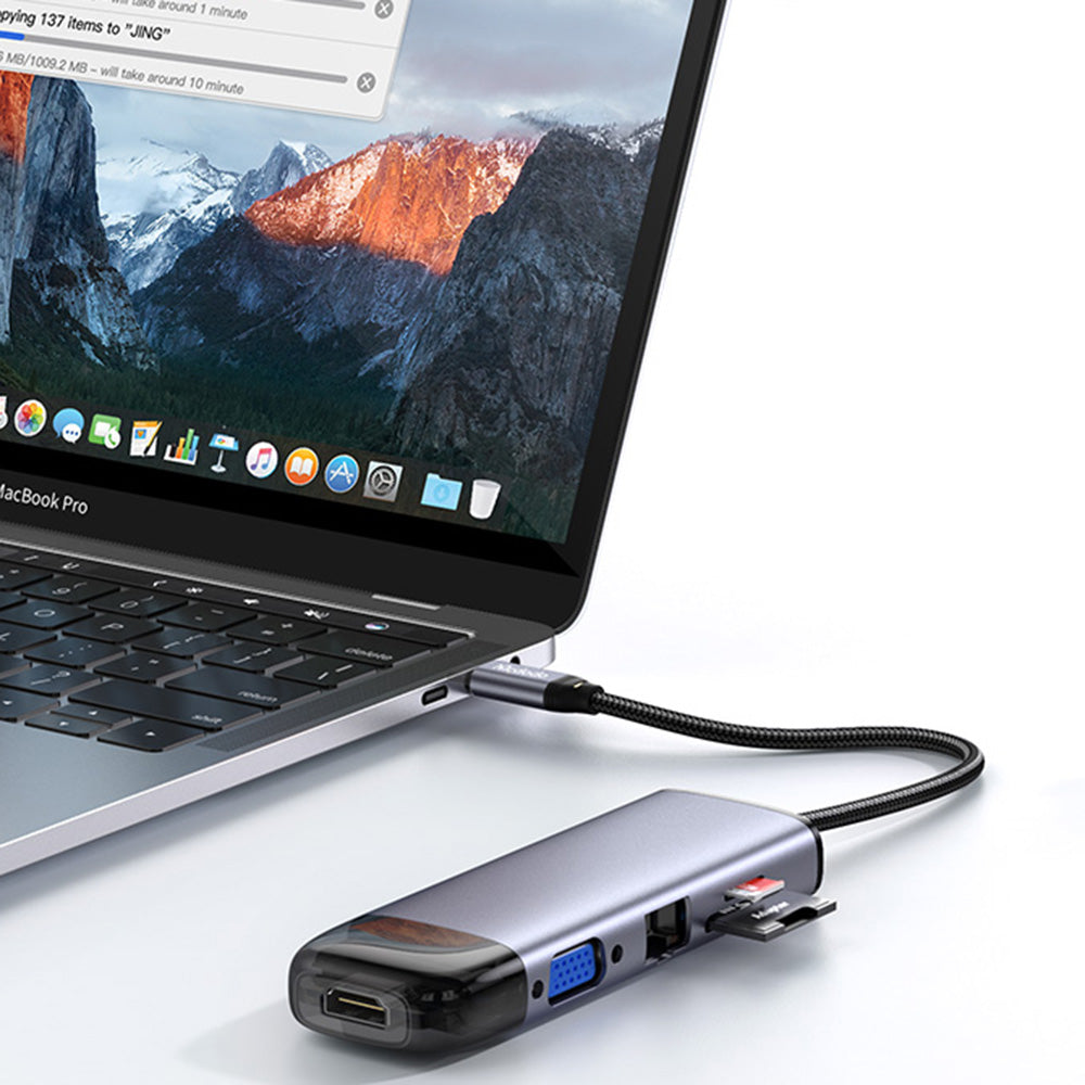 McDodo HU-7420 USB-C Hub, 10in1, Gray