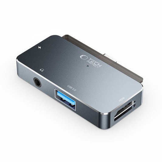 Hub USB-C Tech-Protect V6, 1 x USB-A - 1 x USB-C - 1 x HDMI - 1 x Jack 3.5mm, Γκρι