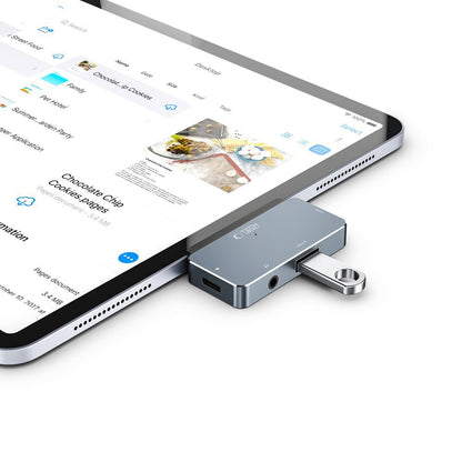 Hub USB-C Tech-Protect V6, 1 x USB-A - 1 x USB-C - 1 x HDMI - 1 x Jack 3.5mm, Γκρι